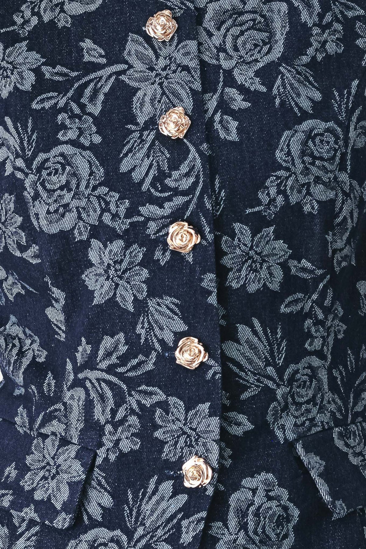 MIDNIGHT ROSE JACQUARD DENIM VEST