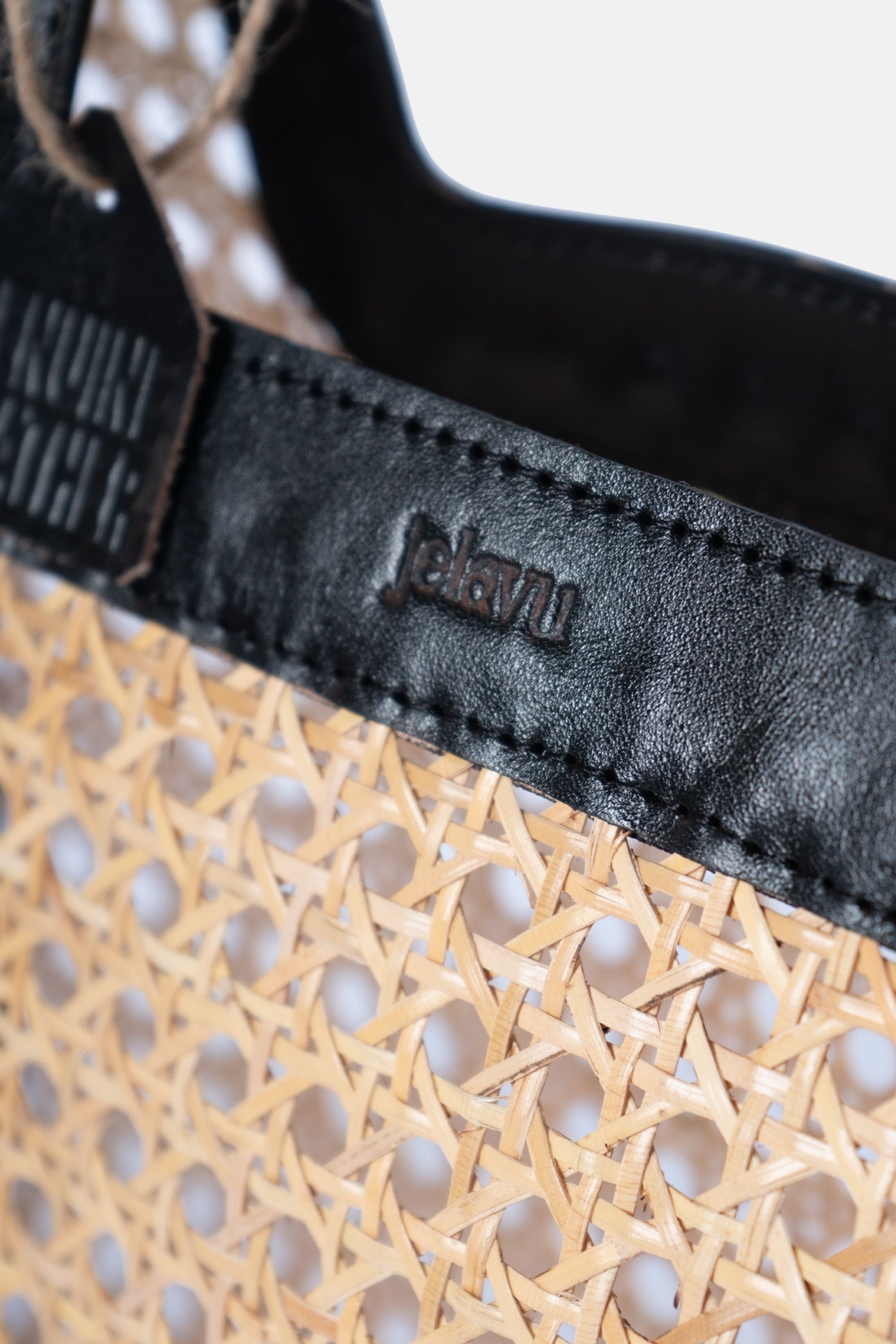 Jelavu - Delmar Cane Clutch - Black Leather