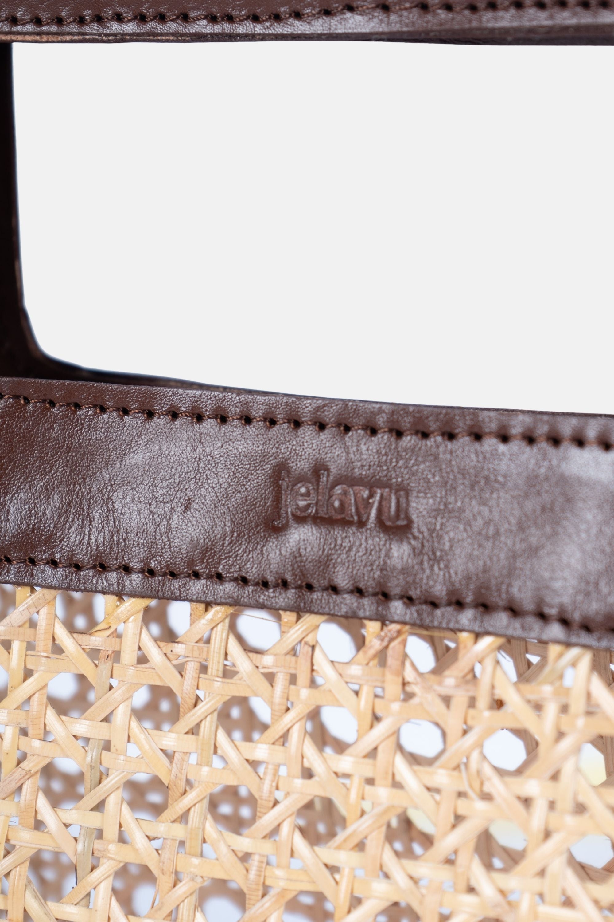 Jelavu - Delmar Cane Clutch - Chocolate Leather