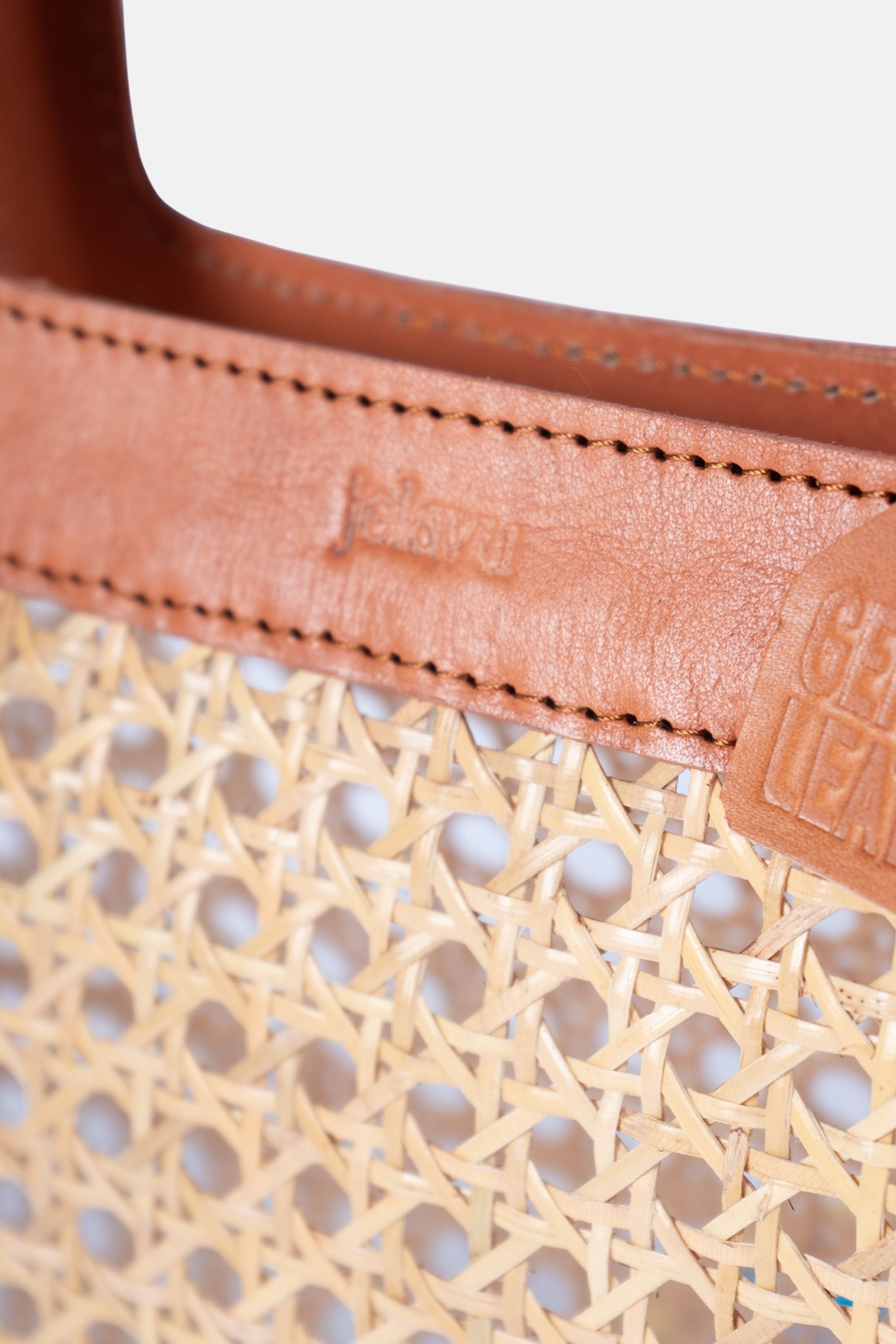 Jelavu - Delmar Cane Clutch - Tan Leather