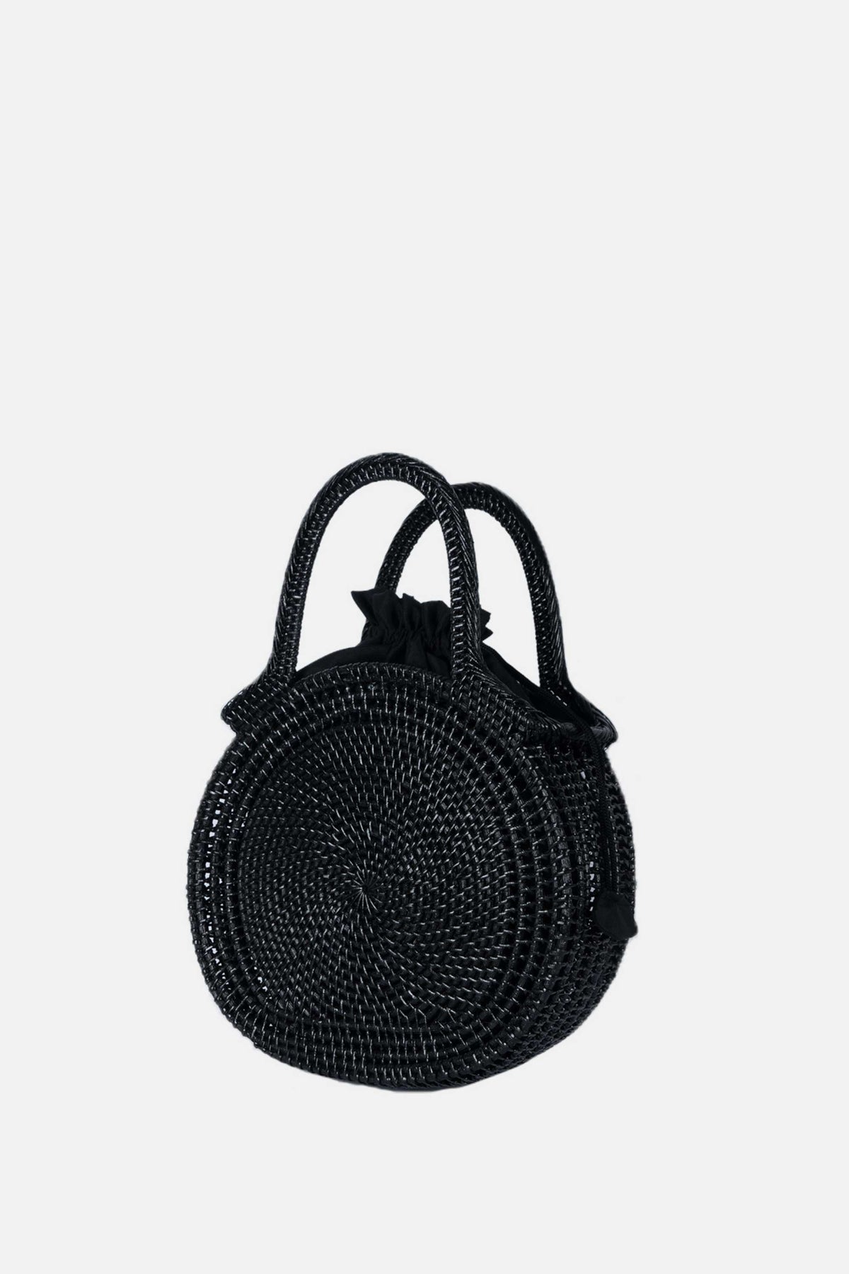 – Sydney Rattan Top Handle Bag - Medium Satchel - Black