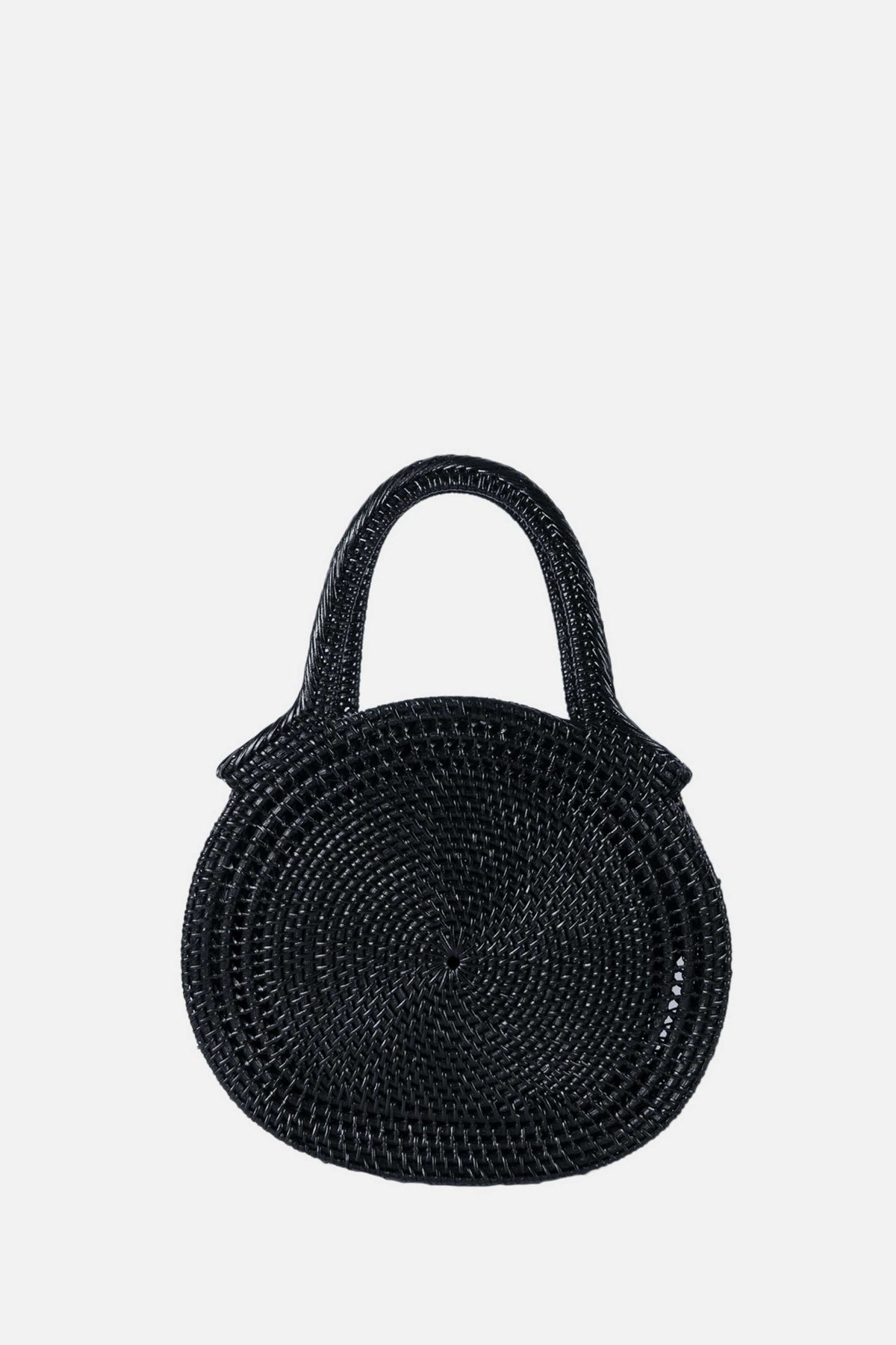 – Sydney Rattan Top Handle Bag - Medium Satchel - Black