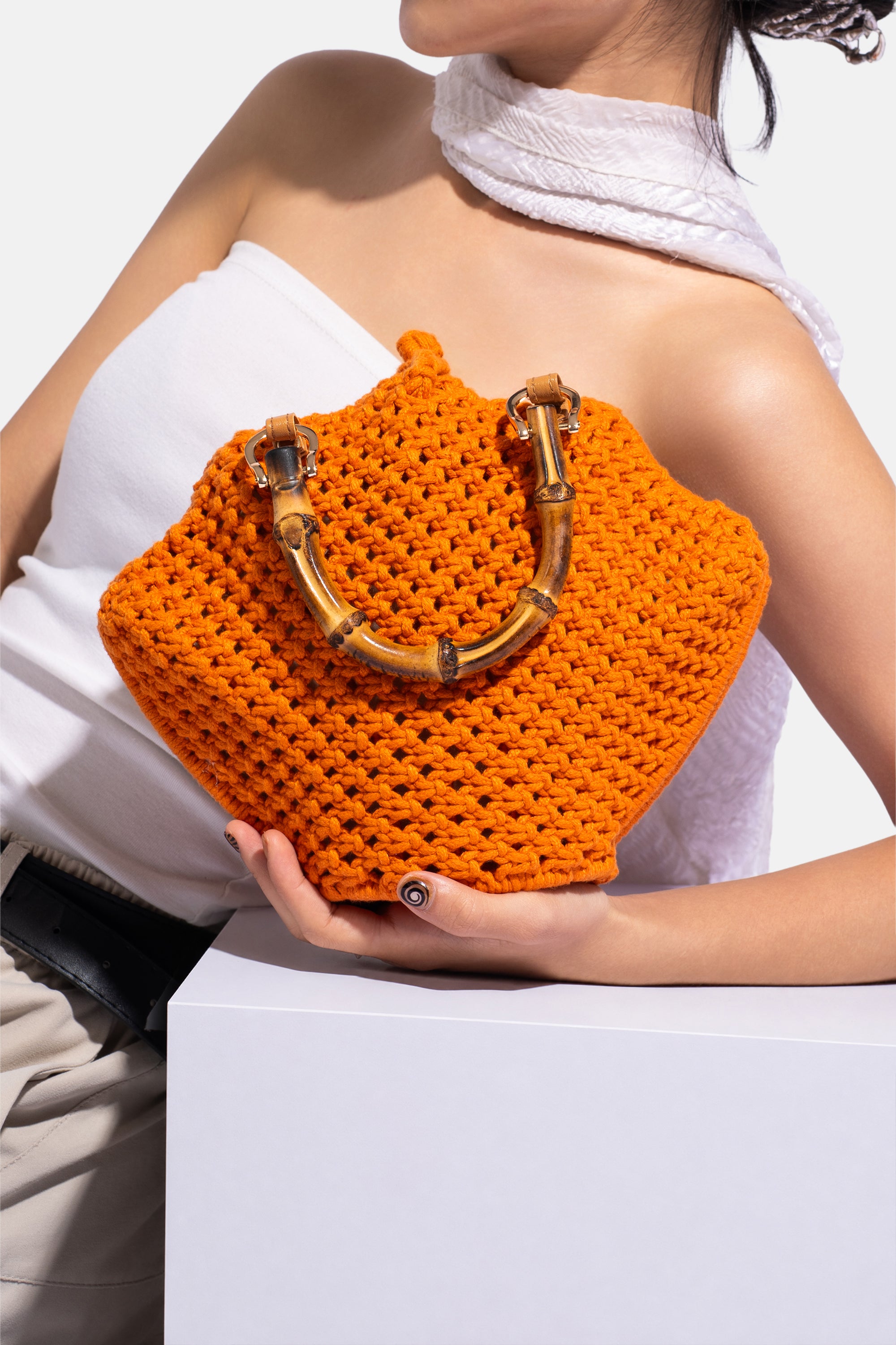 Jelavu - Venus Orange Crochet Shell Bag