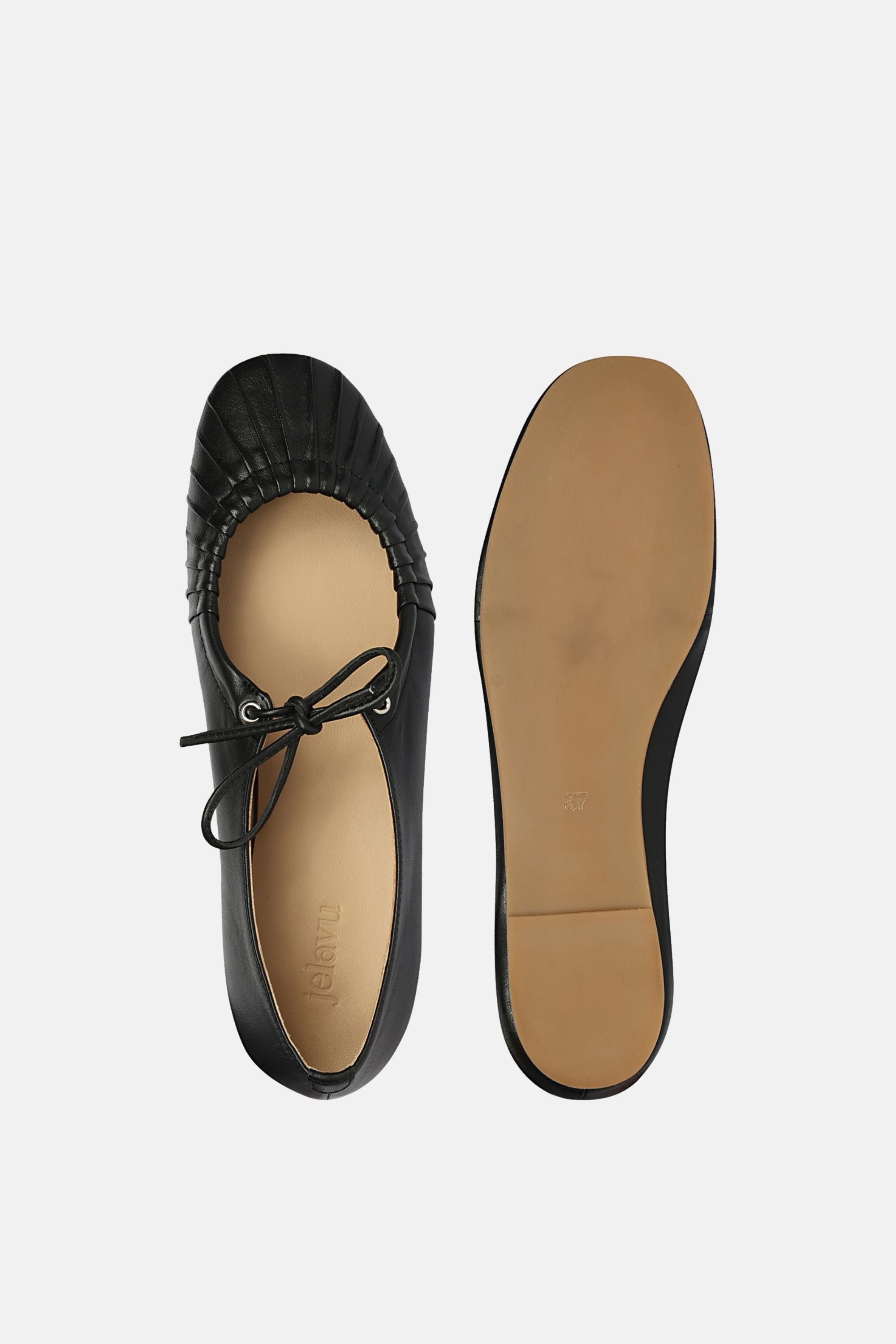 Jelavu Ellie Black Leather Ballerina