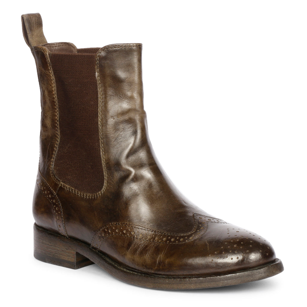Santina Khaki Leather Ankle Boots | Saint G | Future Brands Group