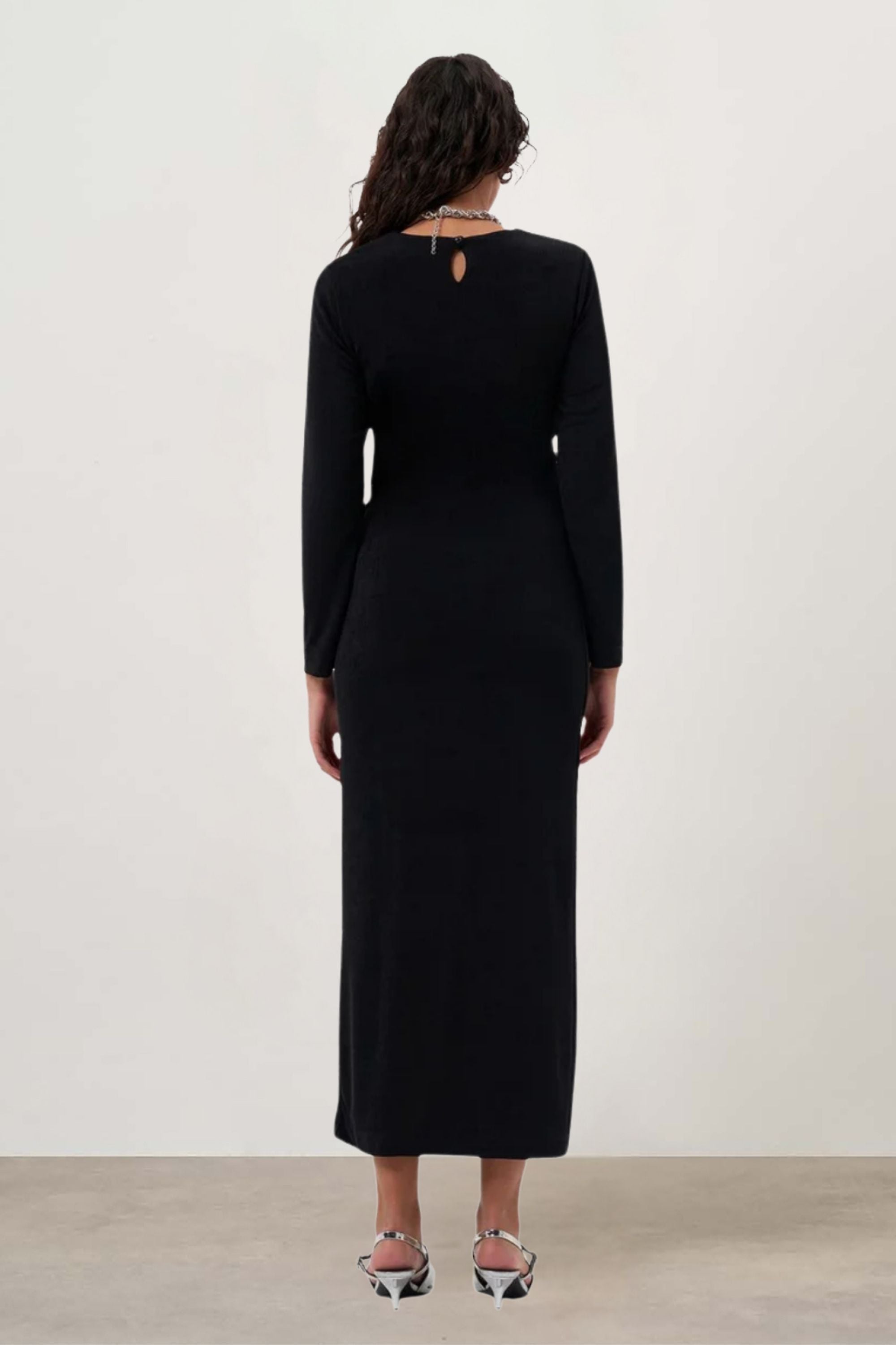 MZL Long Sleeved Gathered Dress - Black
