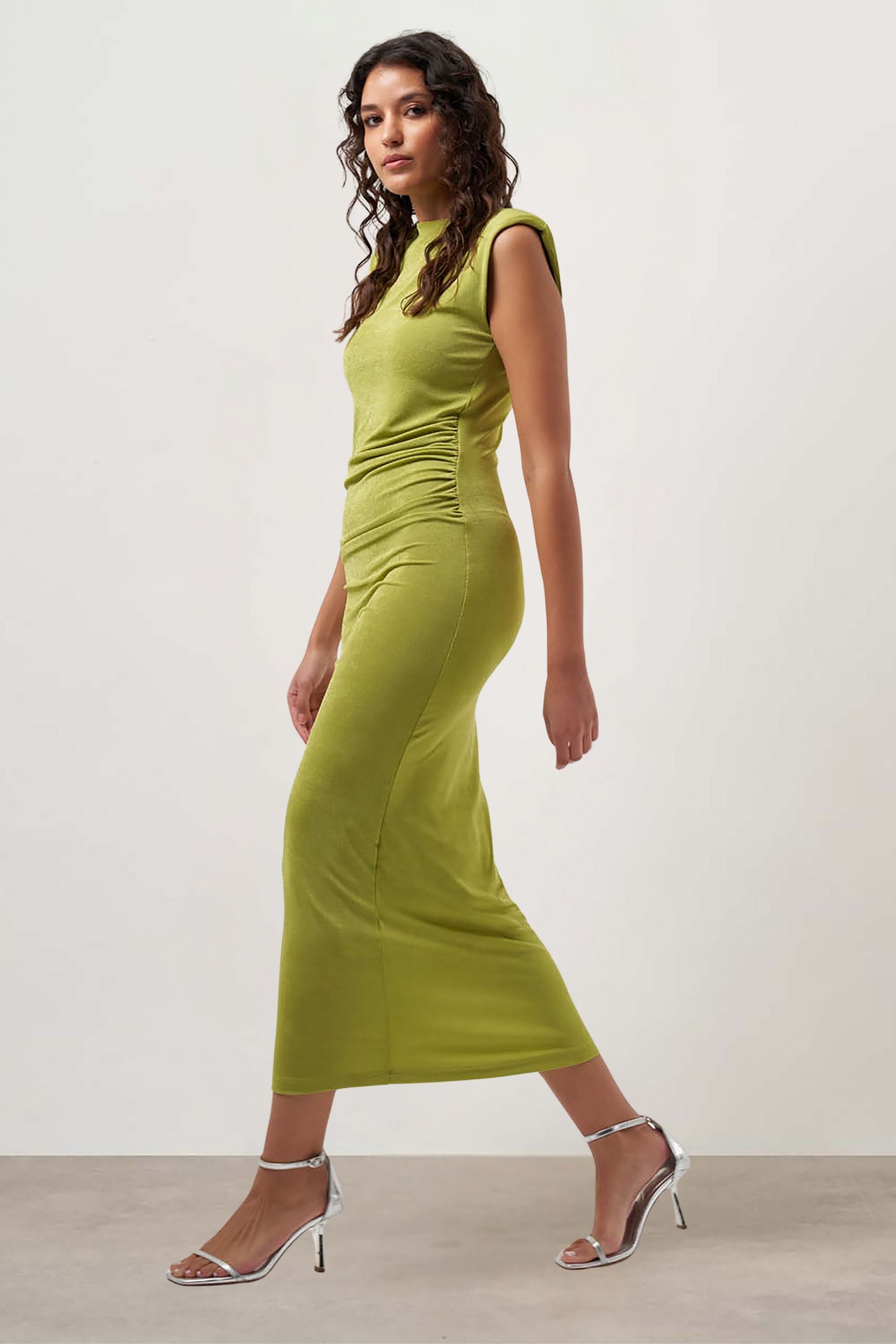 MZL Sleeveless Gathered Dress Green