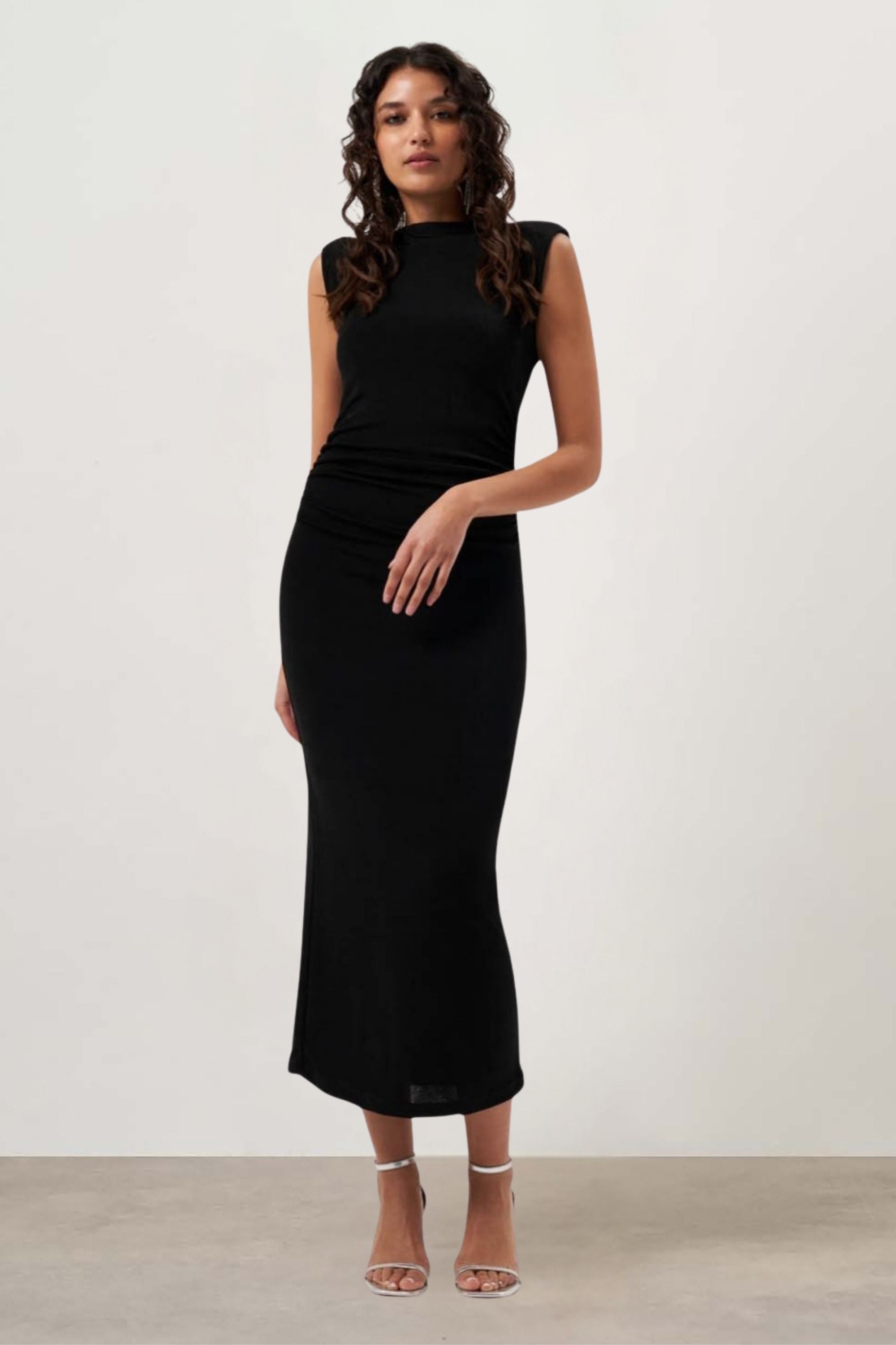 MZL Sleeveless Gathered Dress Black