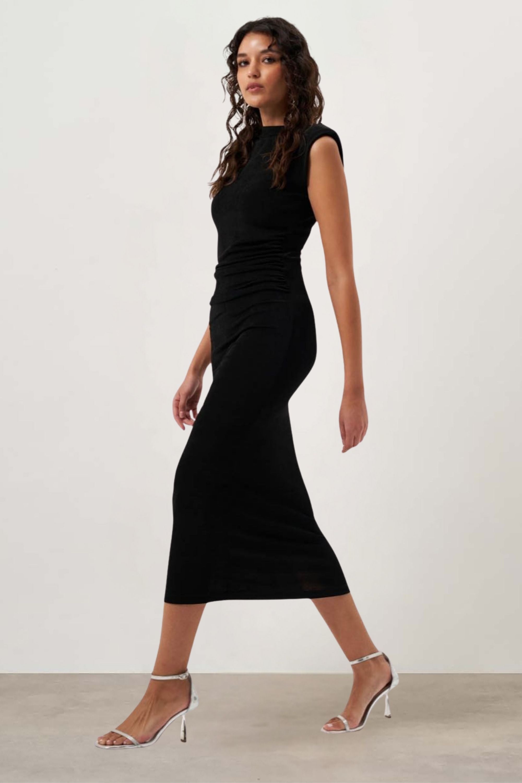 MZL Sleeveless Gathered Dress Black