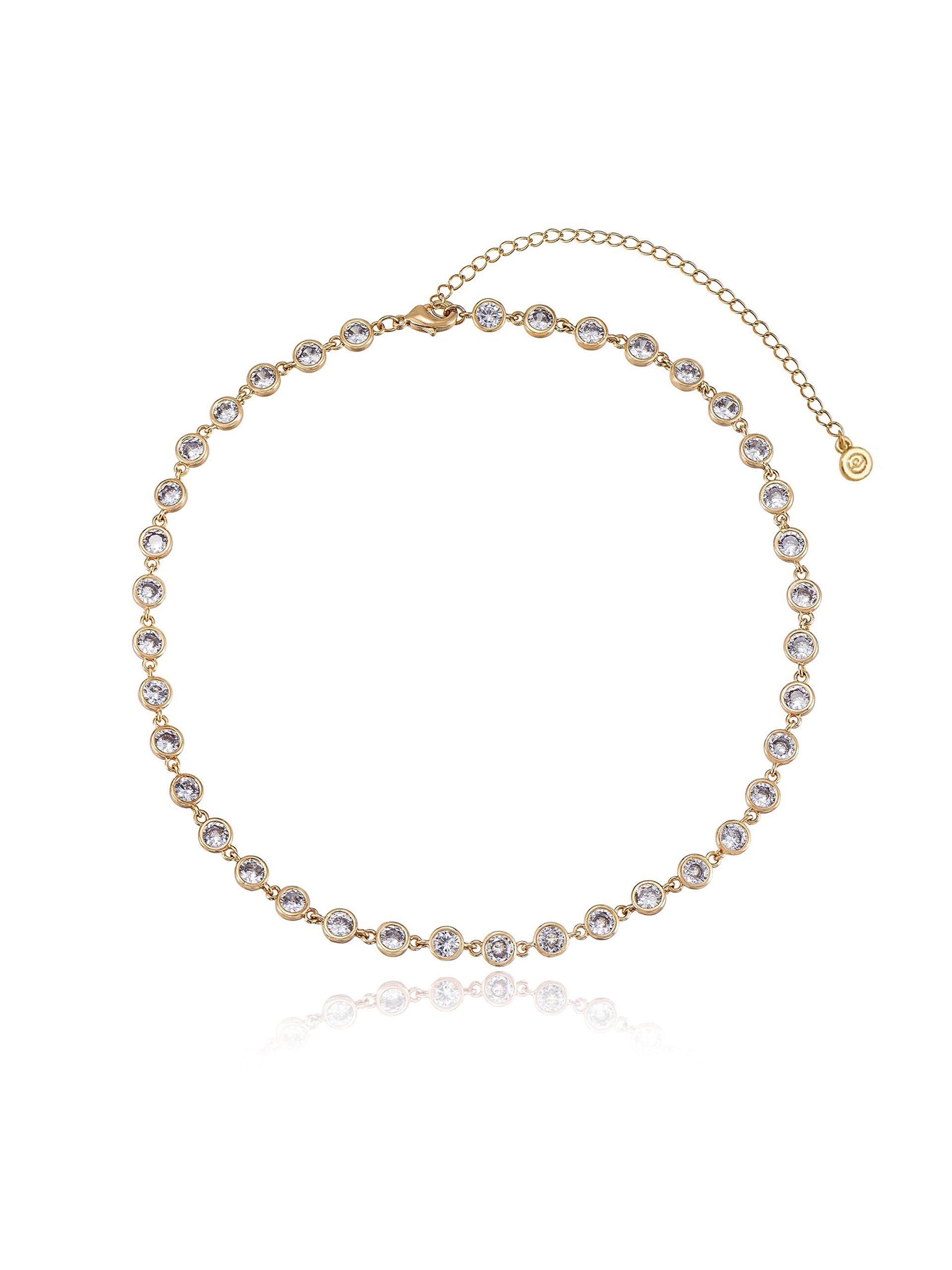 Crystal Disc and Link Necklace