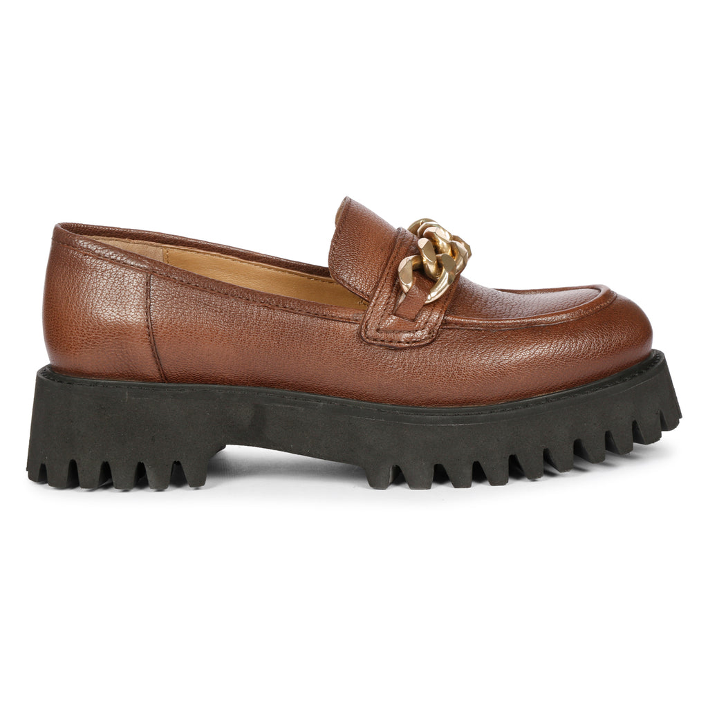 Donna Leather Brown Loafers - FutureBrandsGroup