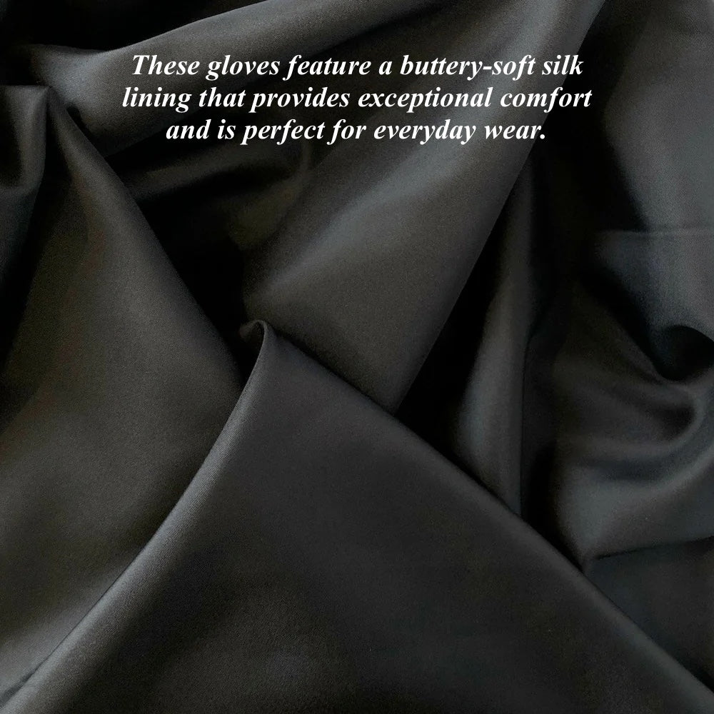 Fabio (black) - Men's classic Italian lambskin leather gloves with pure silk lining