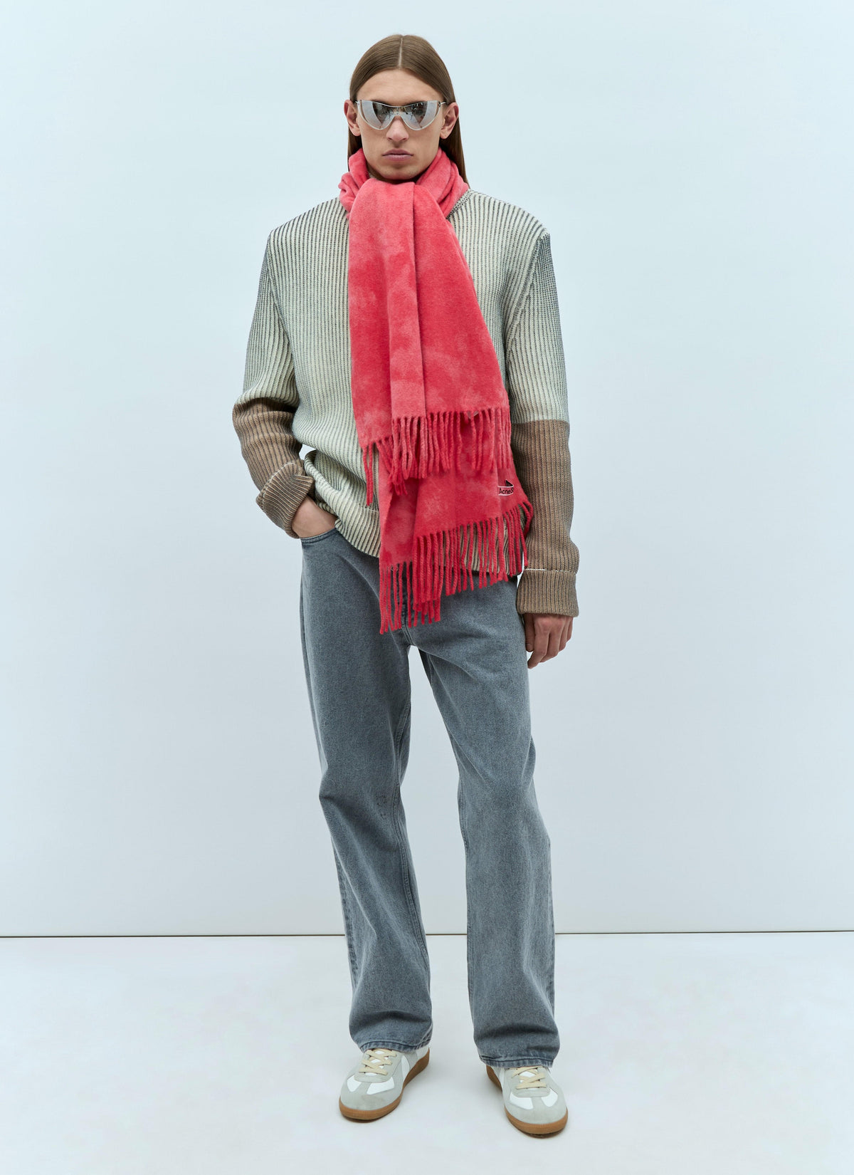 Acne Studios Men Narrow Tie-Dye Wool Scarf
