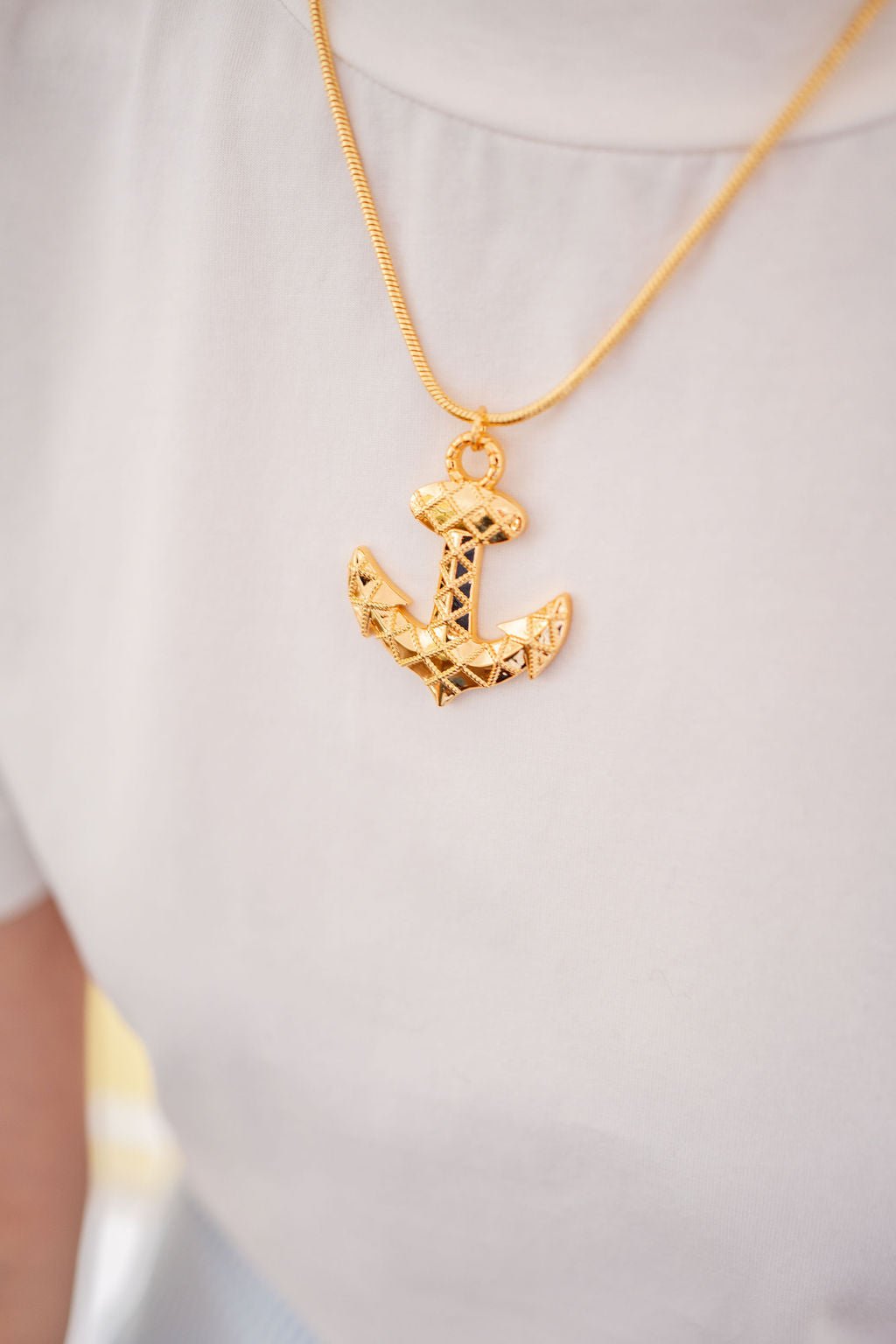 Anchor Charm Necklace - 18k Gold Plated