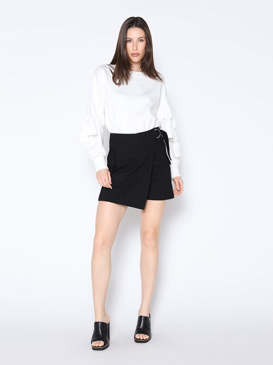 Gracia Fashion Women's Buckle Belt Wrap Denim Skort