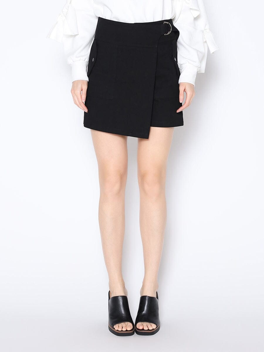 Gracia Fashion Women's Buckle Belt Wrap Denim Skort