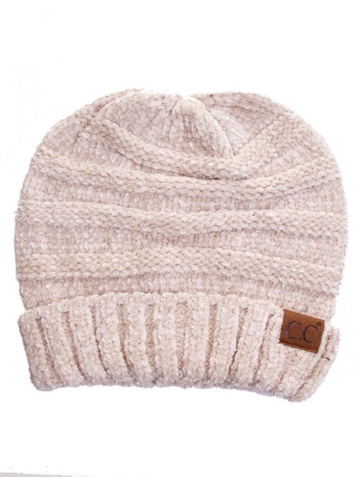 C.C Oversized Chenille Detailed Knitted Beanie Winter Hat