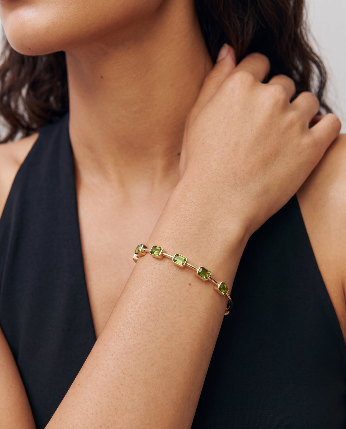 August Birthstone Emerald Cut Bangle