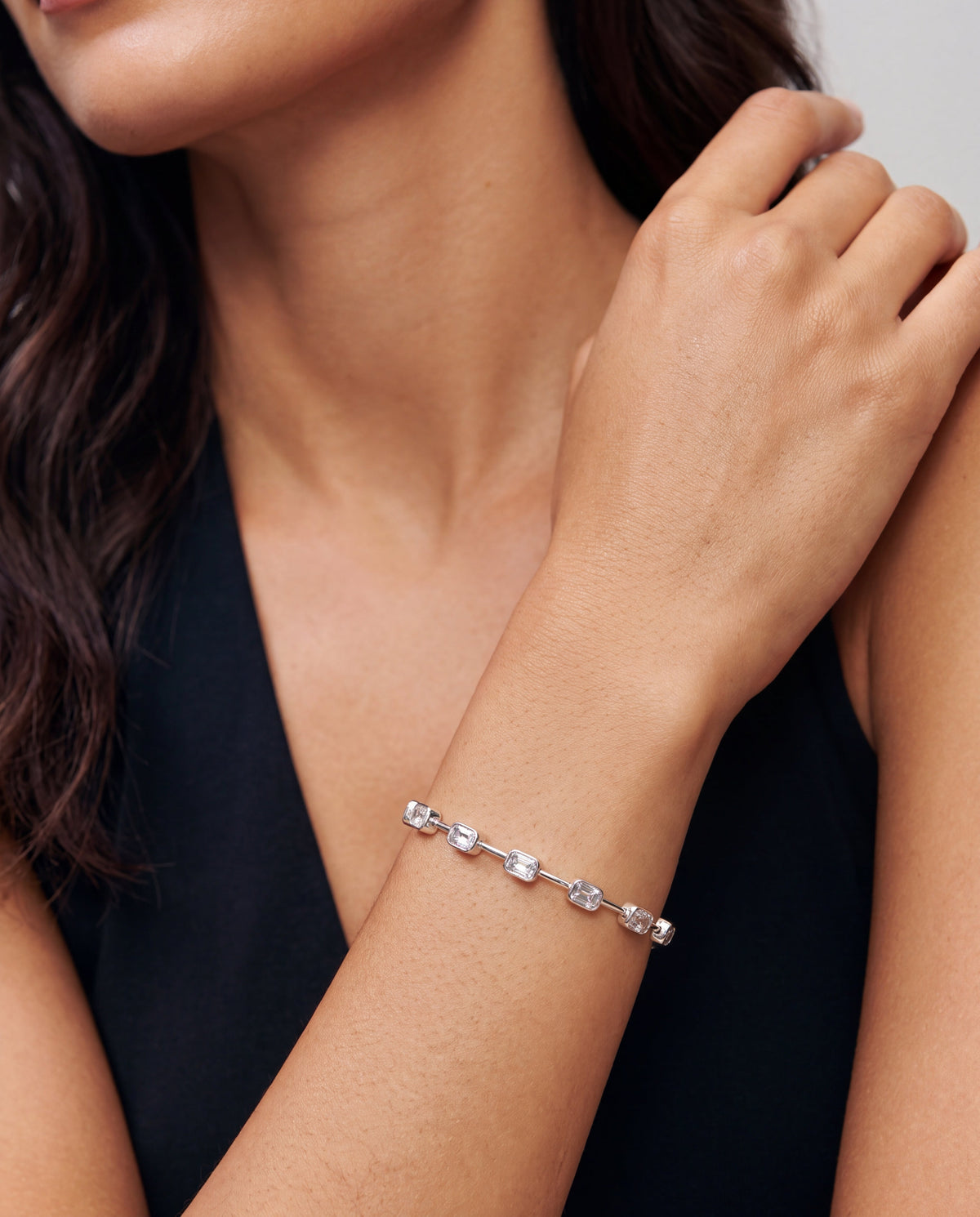April Birthstone Emerald Cut Bangle