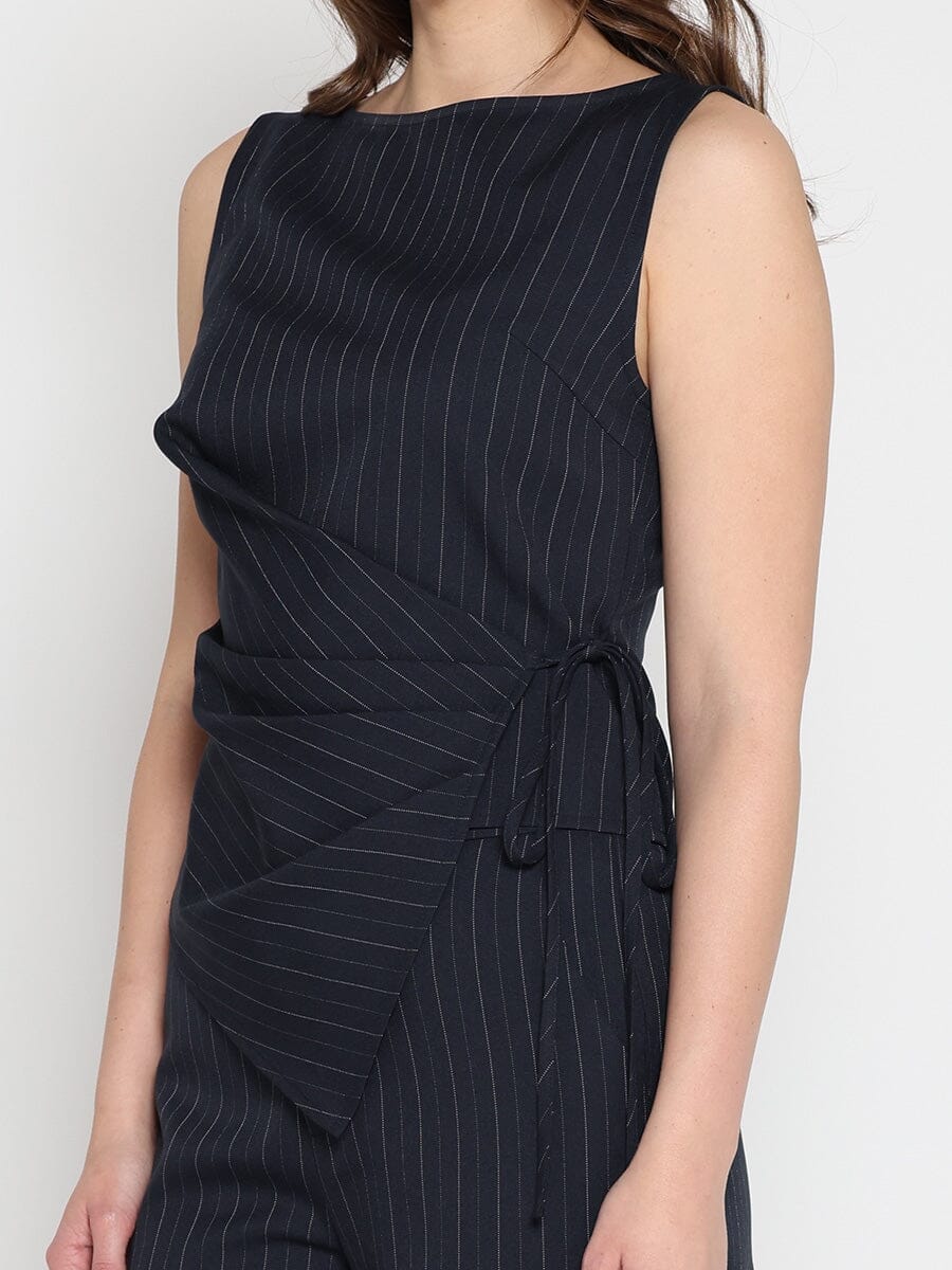 Gracia Fashion Women's Cross body drape sleeveless top