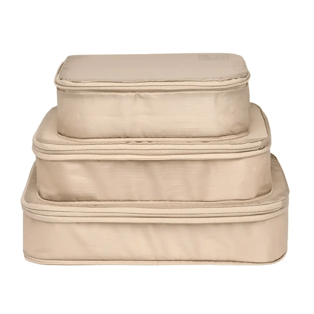 Compression Packing Cubes – Recycled Nylon – 3-pack – Taupe
