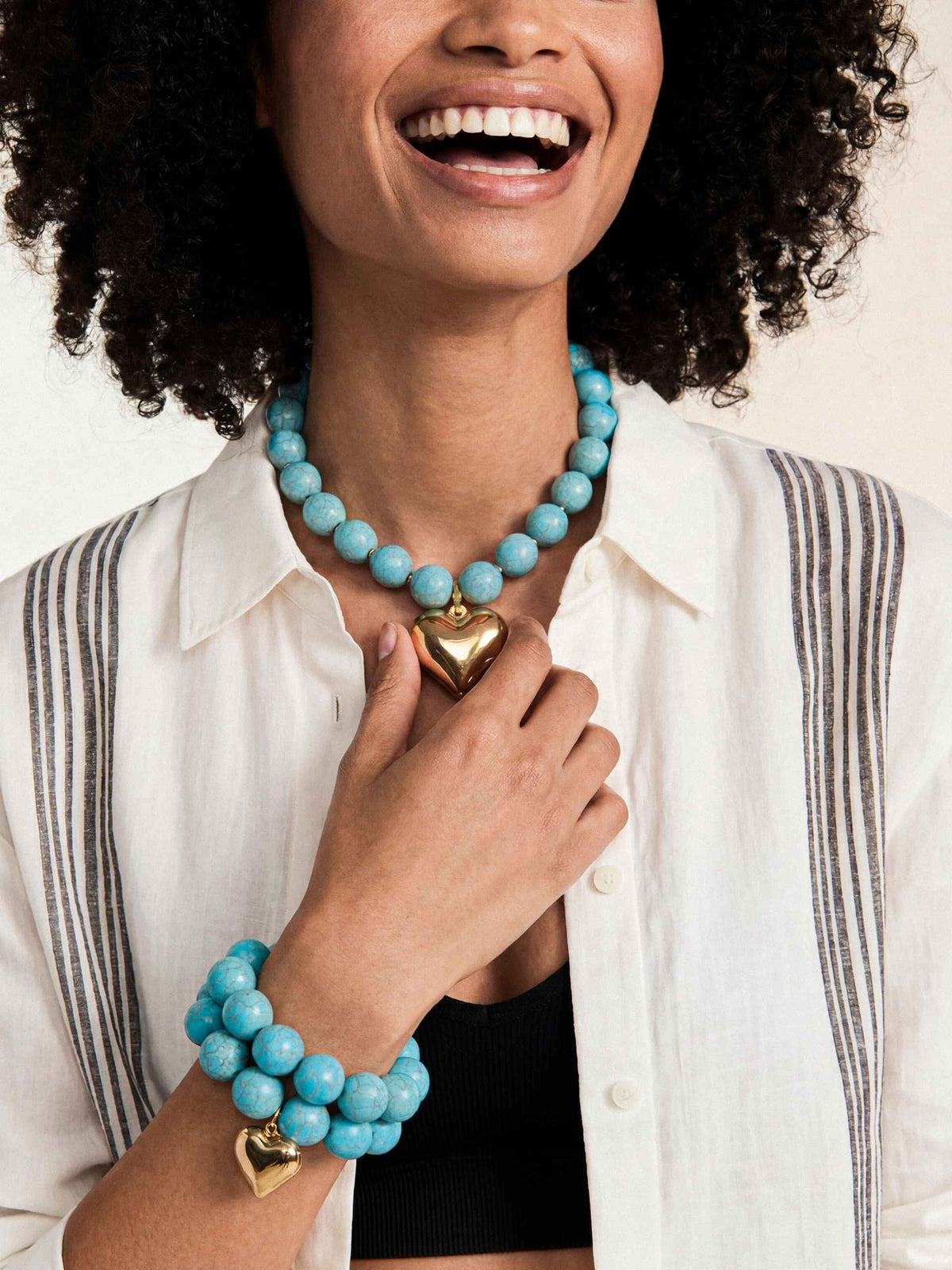Luck and Love Turquoise Heart Bracelet Set