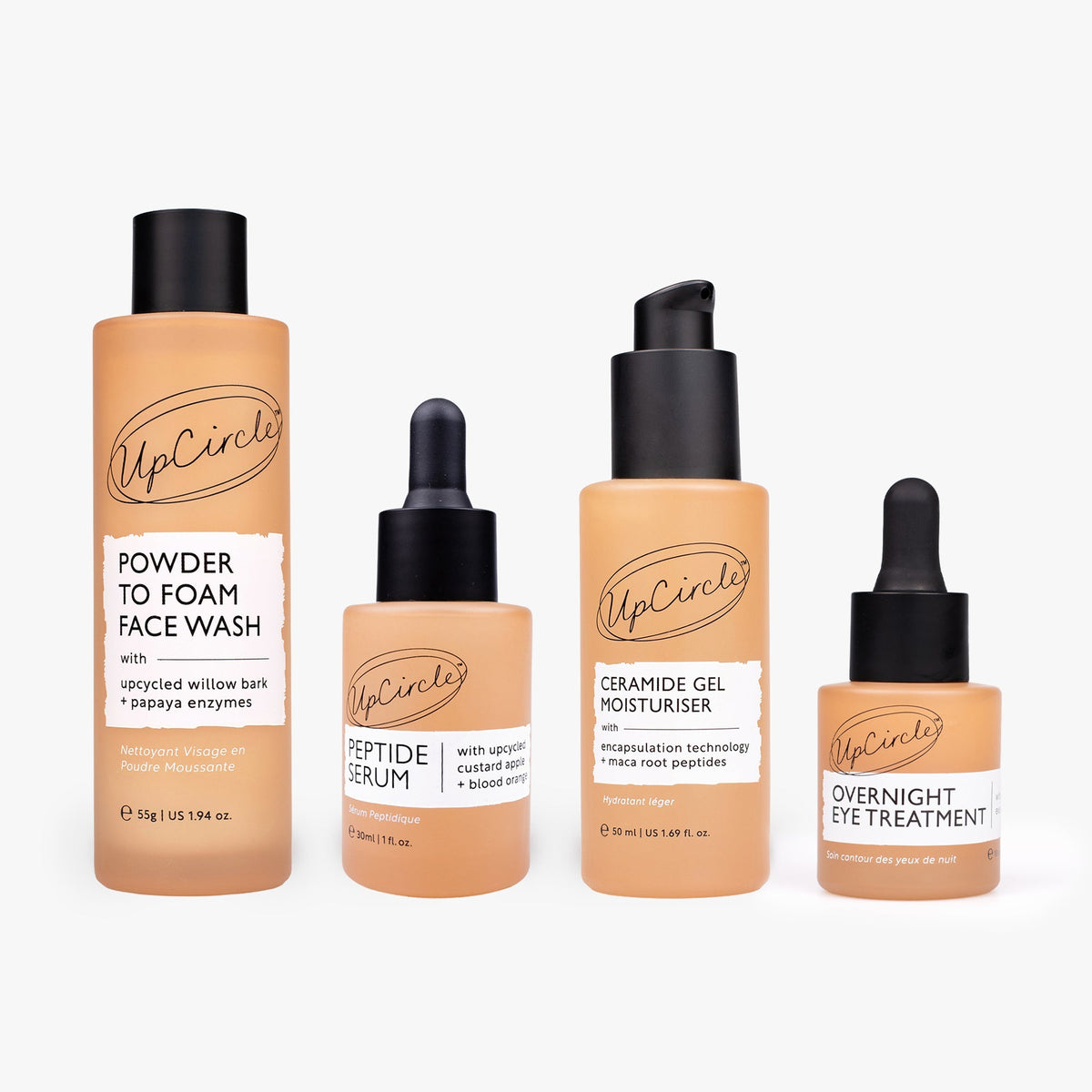 The Menopause Skin Set: Face Wash, Peptide Serum, Overnight Eye Treatment + Ceramide Gel Moisturizer