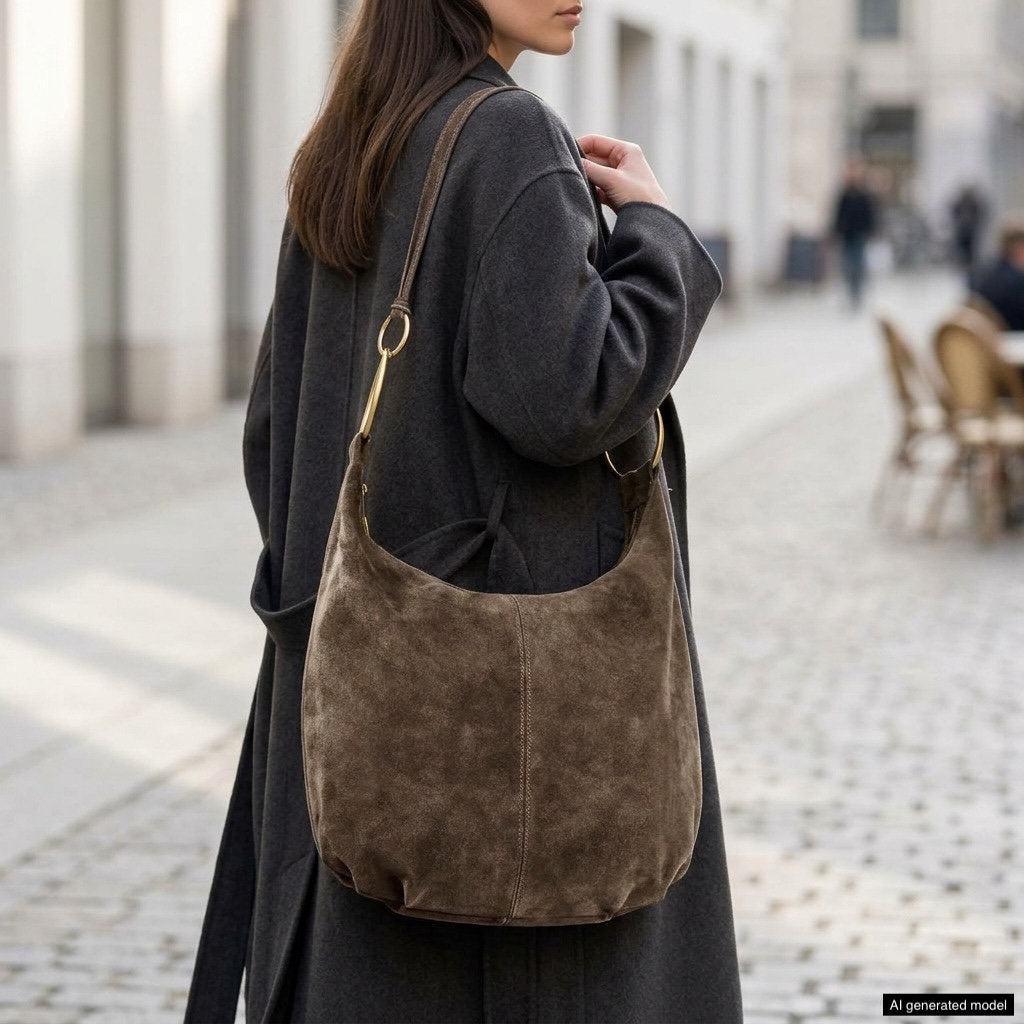 Italian Genuine Suede Hobo Bag | Belluno