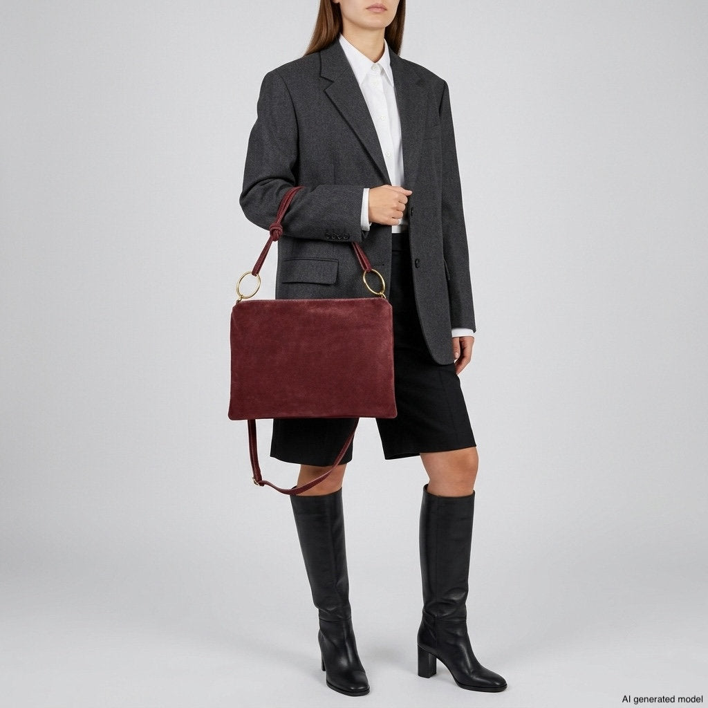 Italian Genuine Suede Shoulder Bag | Modena