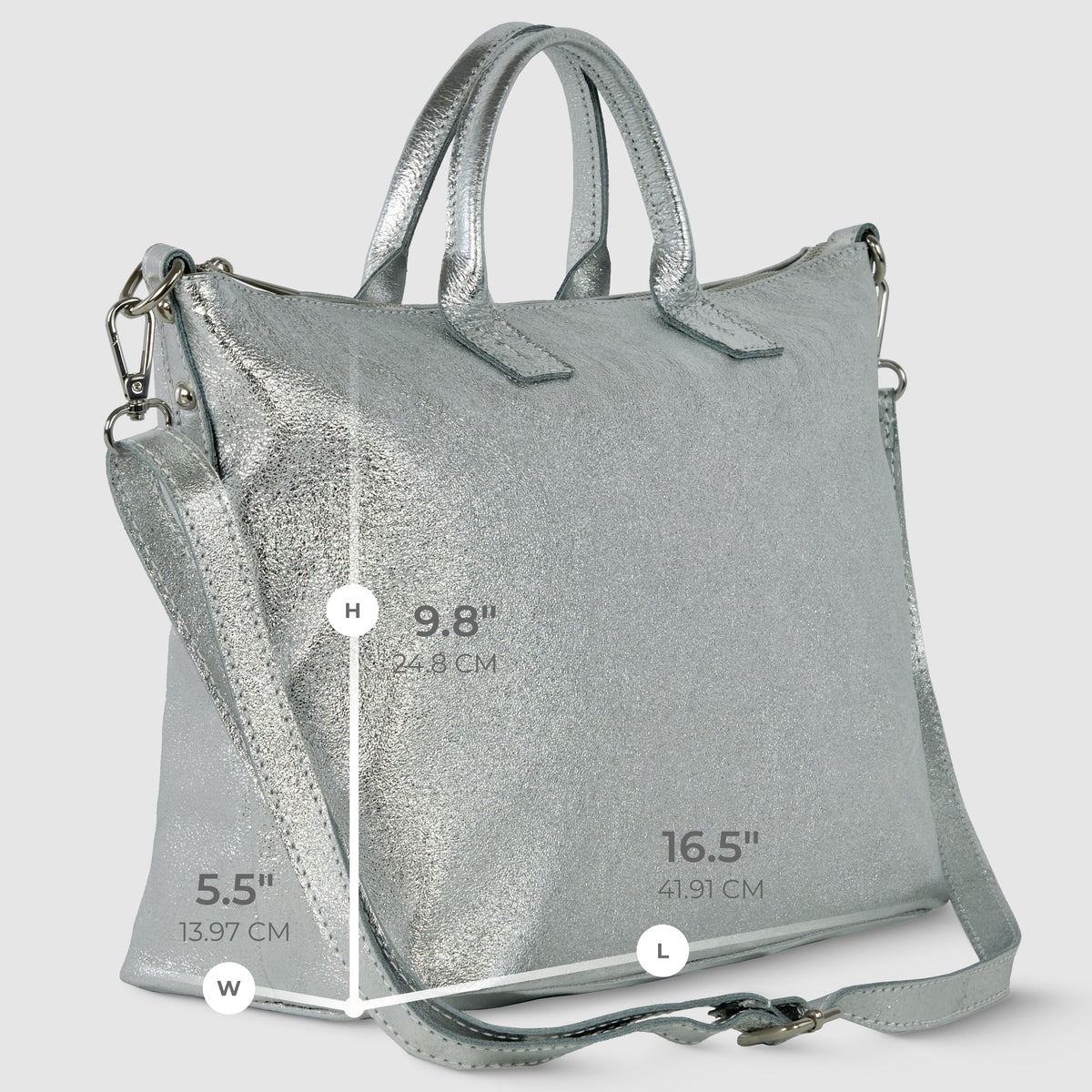 Italian Genuine Metallic Suede Top-Handle Bag | Padova