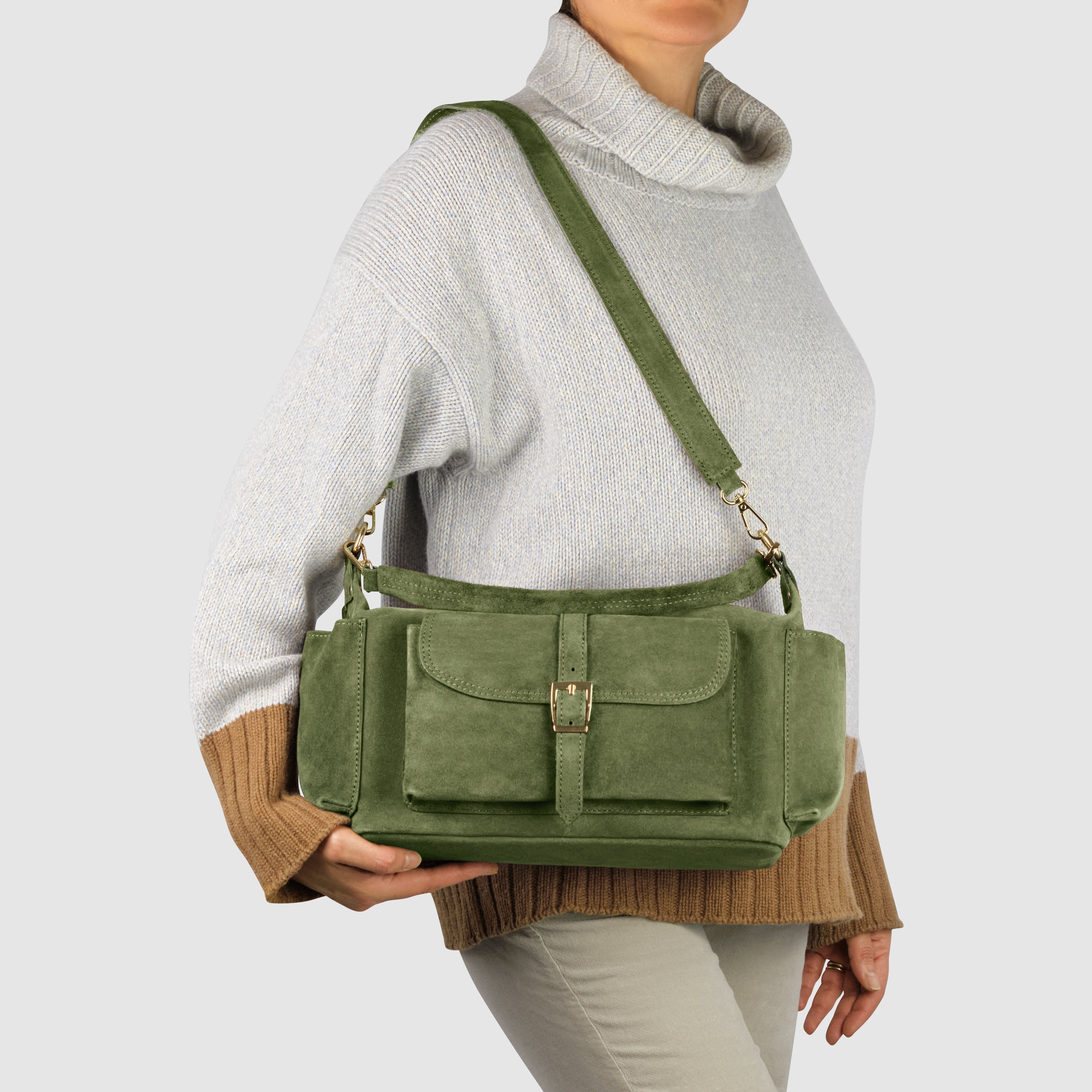 Italian Genuine Suede Shoulder Bag | Sondrio