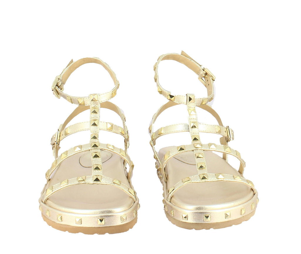 Alicia Gold Sandals front view - Future Brands Group from Oryany