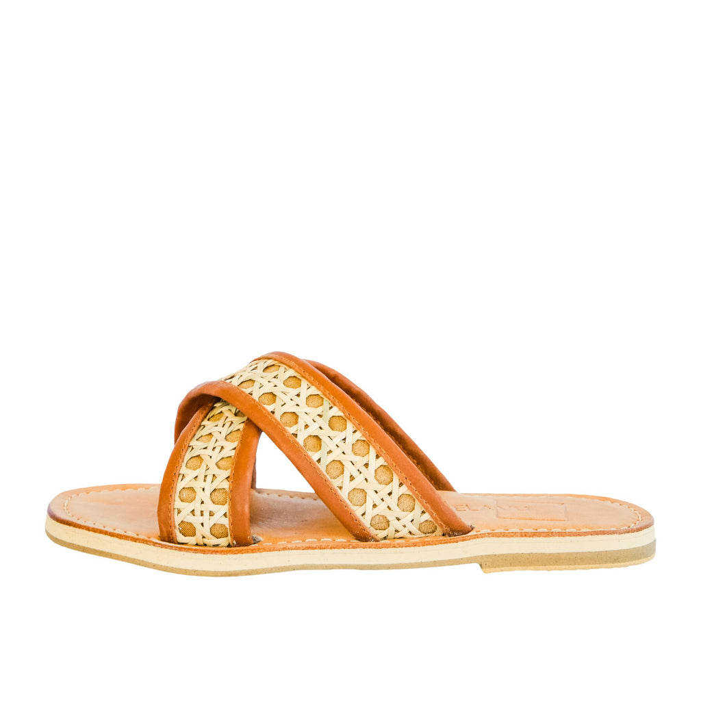 Bora Cane Sandals Cognac Leather - Future Brands Group