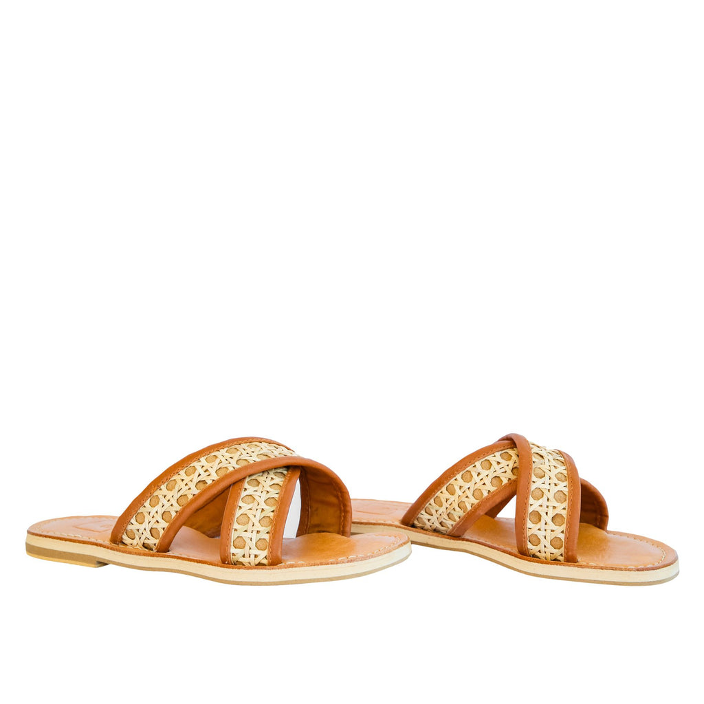 Bora Cane Sandals Cognac Leather - Future Brands Group