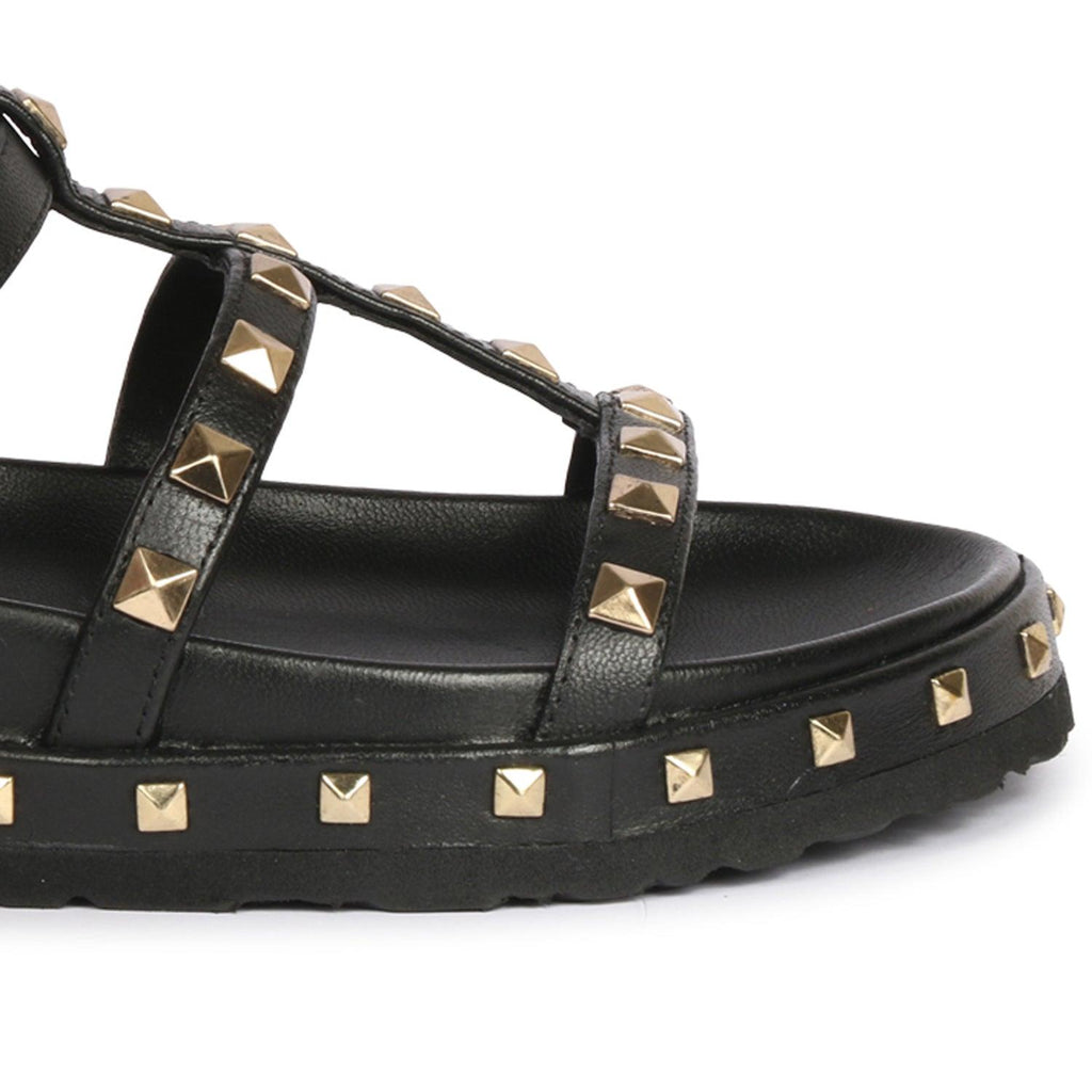 Alicia Black Sandals front view  - Future Brands Group from Saint G