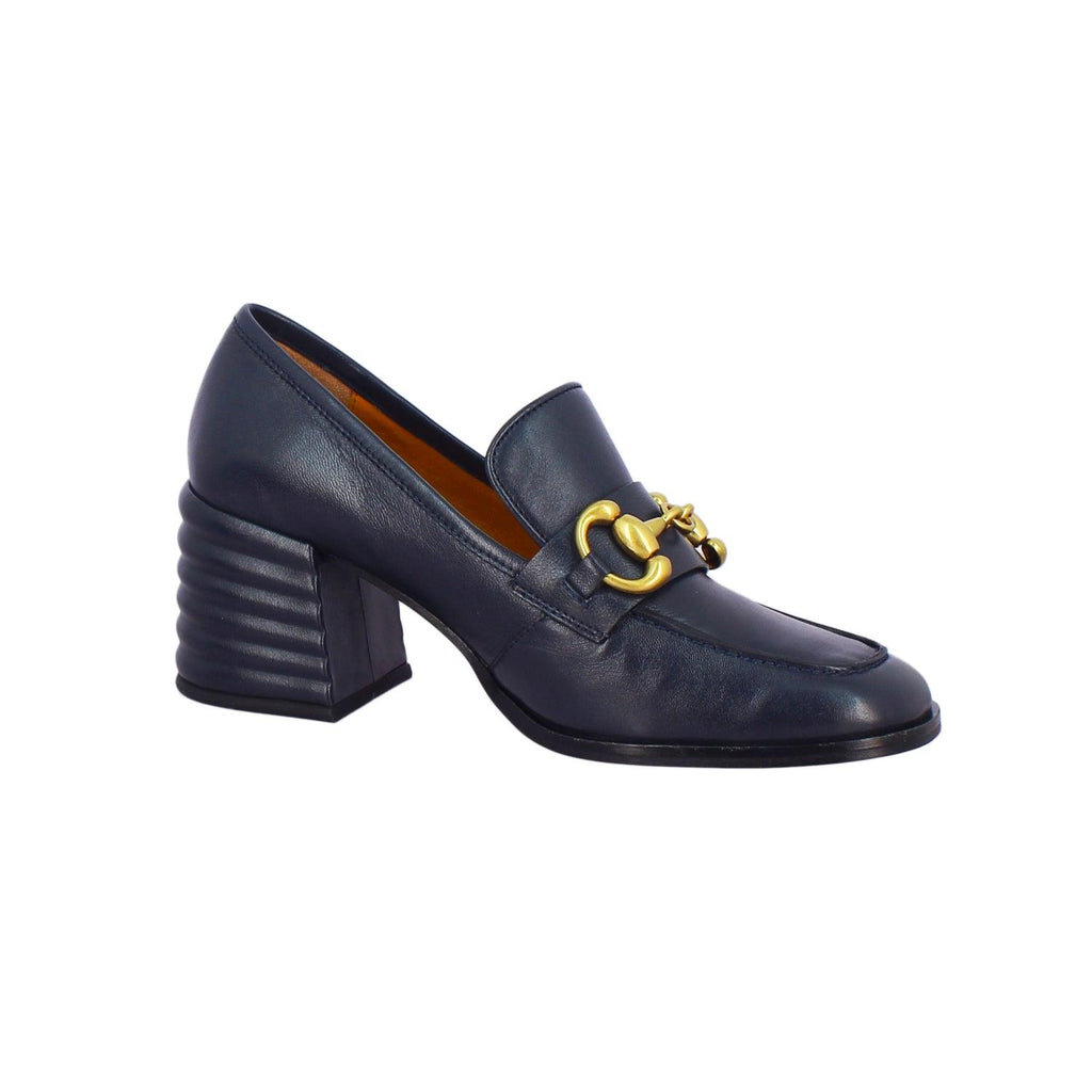 VALENTINA NAVY LEATHER BLOCK HEELS By Saint G, color, navy, size, 36, 37, 38, 39, 40, 41