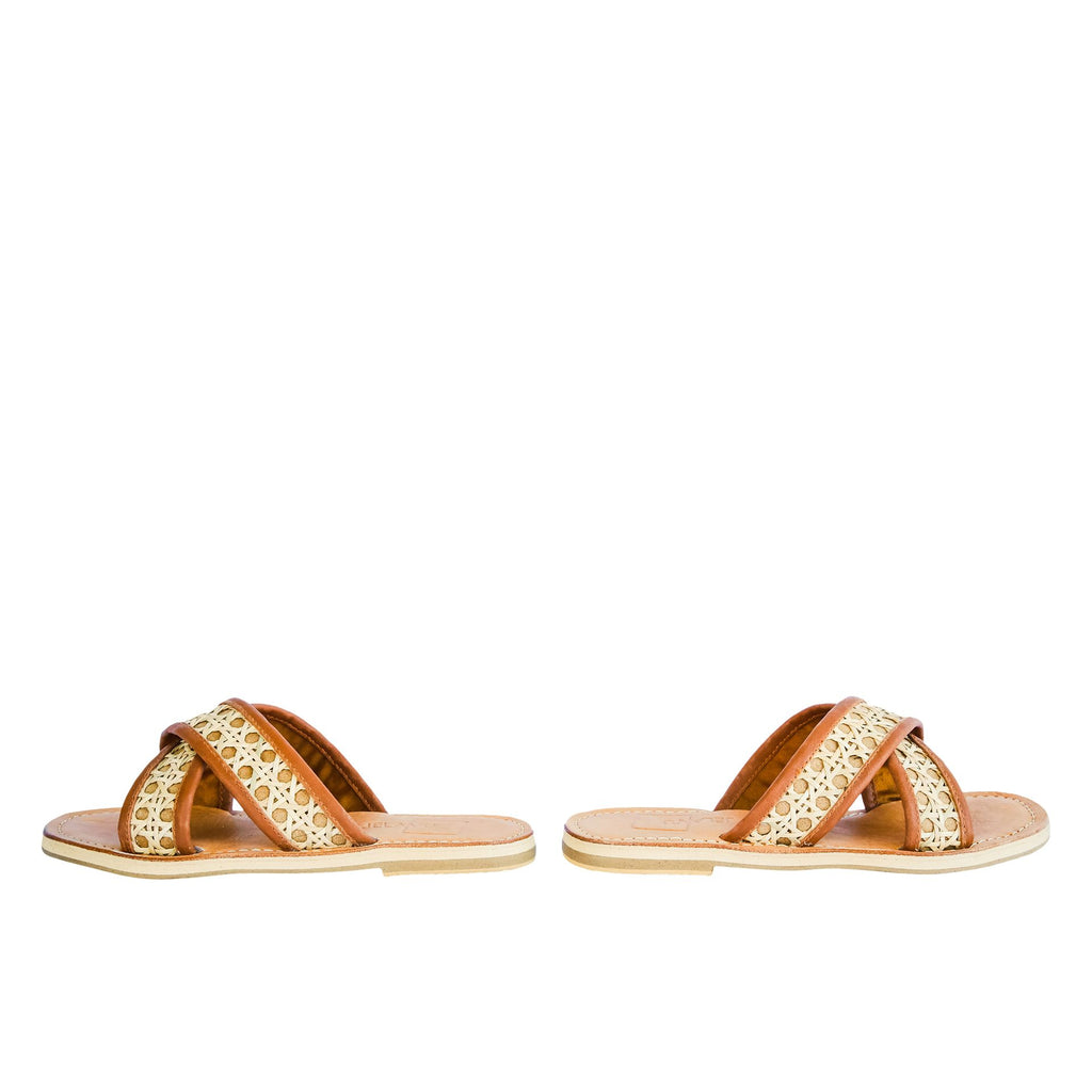 Bora Cane Sandals Cognac Leather - Future Brands Group