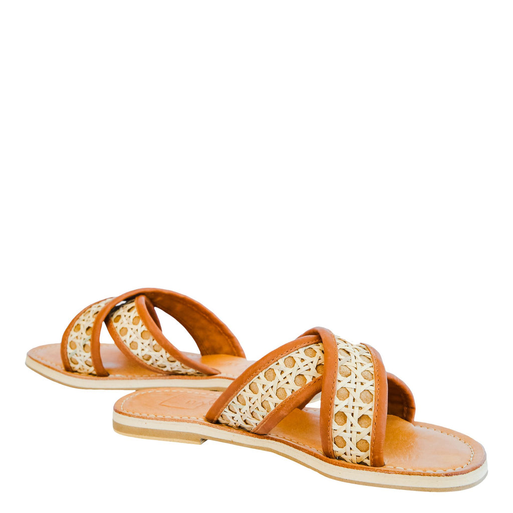 Bora Cane Sandals Cognac Leather - Future Brands Group