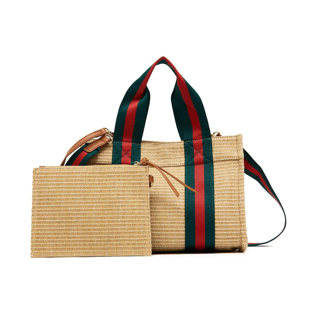 Katrina Szish x JELAVU Handbags GREEN/RED RAFFIA Riviera
