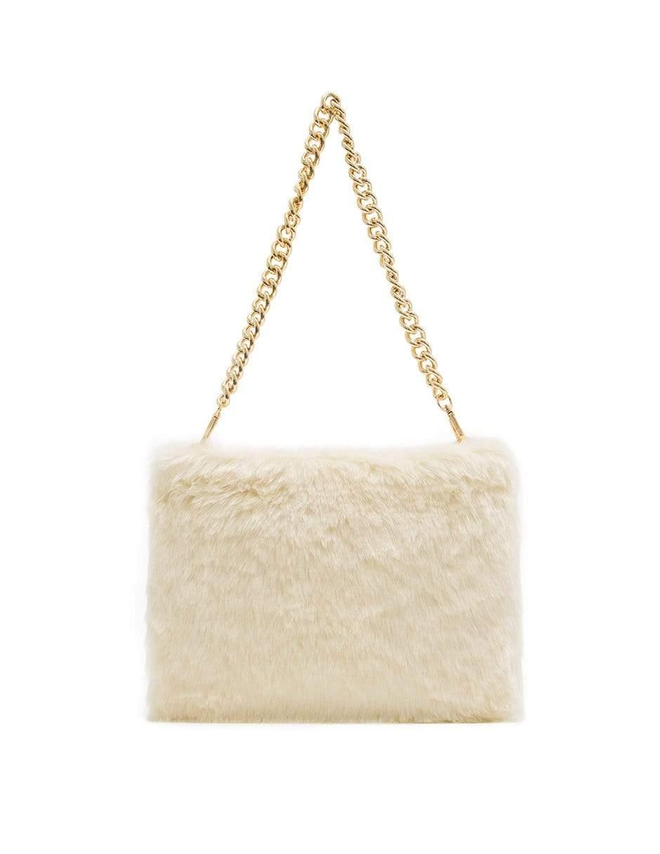 Faux Fur Open Front Cropped Jacket - Ivory