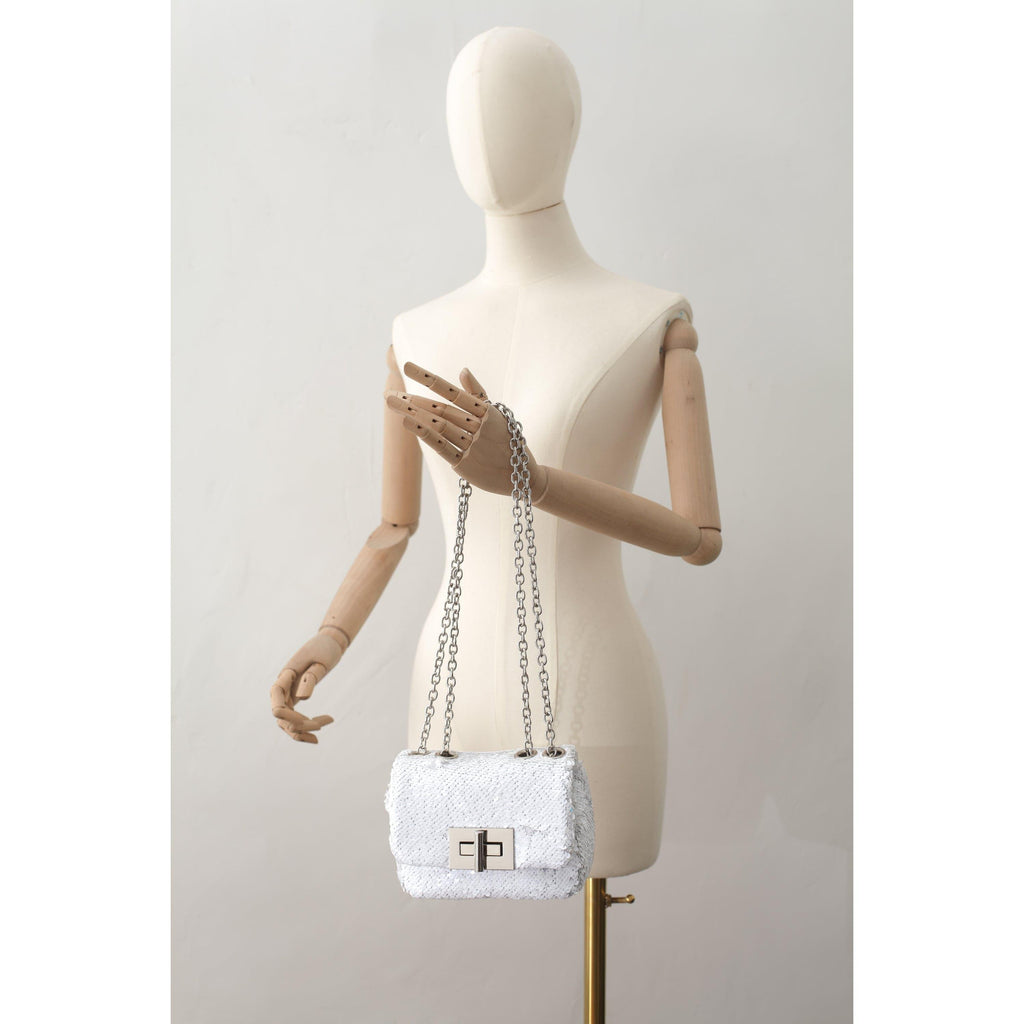 Madi Mini Crossbody White Sequin JELAVU Handbags 